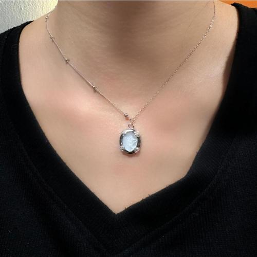 925 Ayar Gümüş Sedef Taşlı Kalp Medalyon Hayalet Kolye
