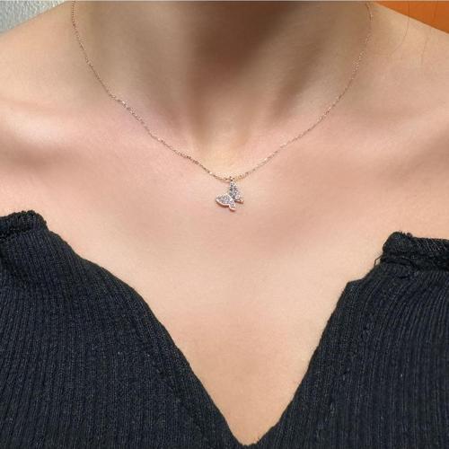 925 Ayar Gümüş Rose Kaplama Minimalist Kelebek Kolyesi