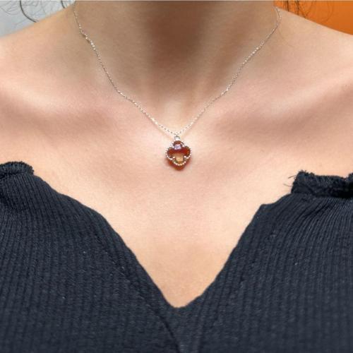 925 Ayar Gümüş Karnelyan Taşlı Minimalist Kolye