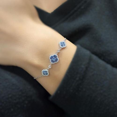 925 Ayar Gümüş Mavi Taşlı Van Cleef Bileklik
