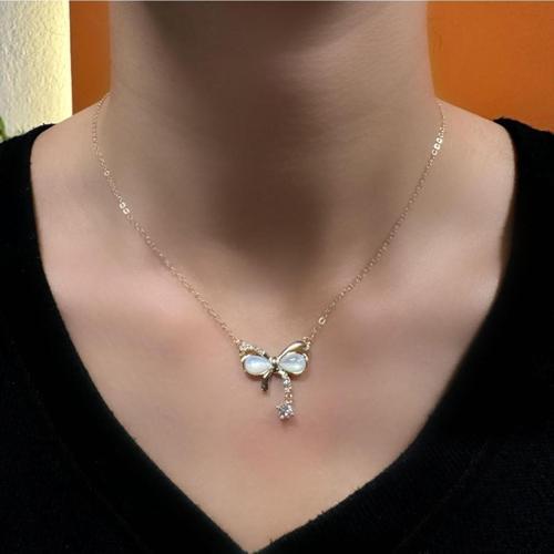925 Ayar Gümüş Sarı Altın Kaplamala  Sedef Taşlı Kurdele Hayalet Kolye