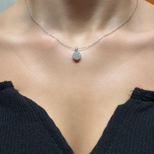 925 Ayar Gümüş Zirkon Taşlı Yuvarlak Minimalist Kolye