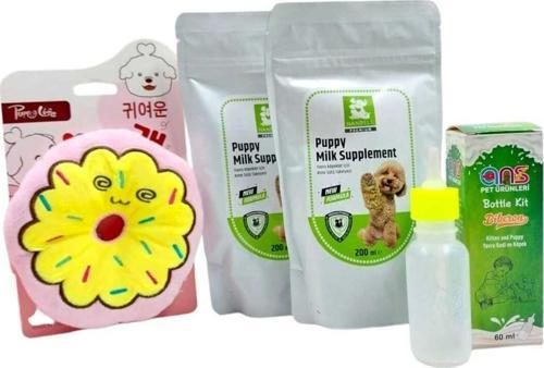 Yavru Köpek Seti(2 Adet Süt Tozu +60 Ml Biberon+Peluş Donut Şeklinde Köpek Oyuncağı)