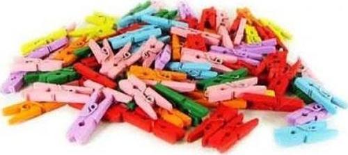 Ahşap Renkli Mini Mandal 100 Adet