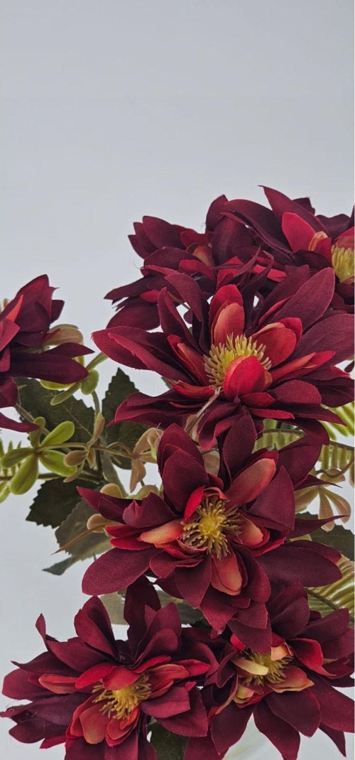 5 DALLI BORDO ÇAN ÇİÇEĞİ ARANJMANLI 34 CM VAZO SÜSÜ DEKOR ÇİÇEĞİ