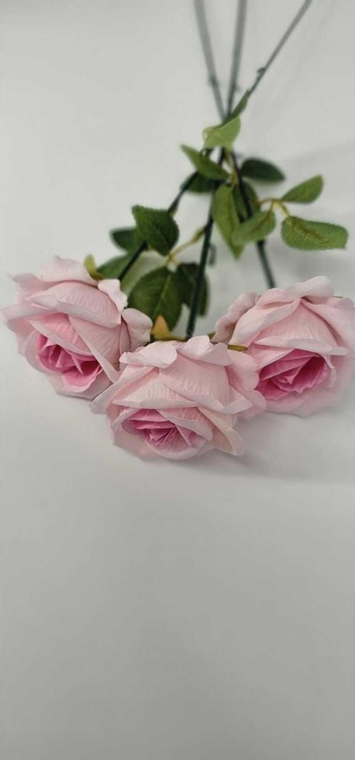 Yapay Kadife Gül 10 Adet Açık Pembe 50 cm VazoDekor Gelin Çiçeği ev Süsü