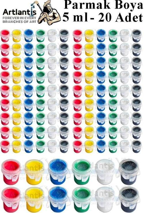 Parmak Boya 5 ml 6 Renk 20 Paket Mini Küçük Parmak Boya Etkinlik Boyama Boyası Su Bazlı Resim Okul Öncesi Kreş Anasınıfı