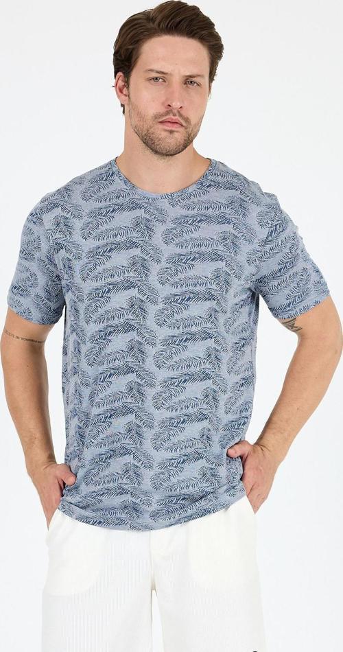 Erkek Bisiklet Yaka Desenli T-Shirt – %100 Pamuk – Rahat ve Şık Günlük Kısa Kollu Tişört 0115
