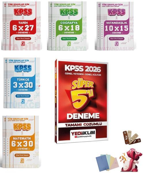 2026 KPSS Genel Yetenek Genel Kültür Deneme Seti 6 Kitap Yediiklim ve Bigelio Yayıncılık