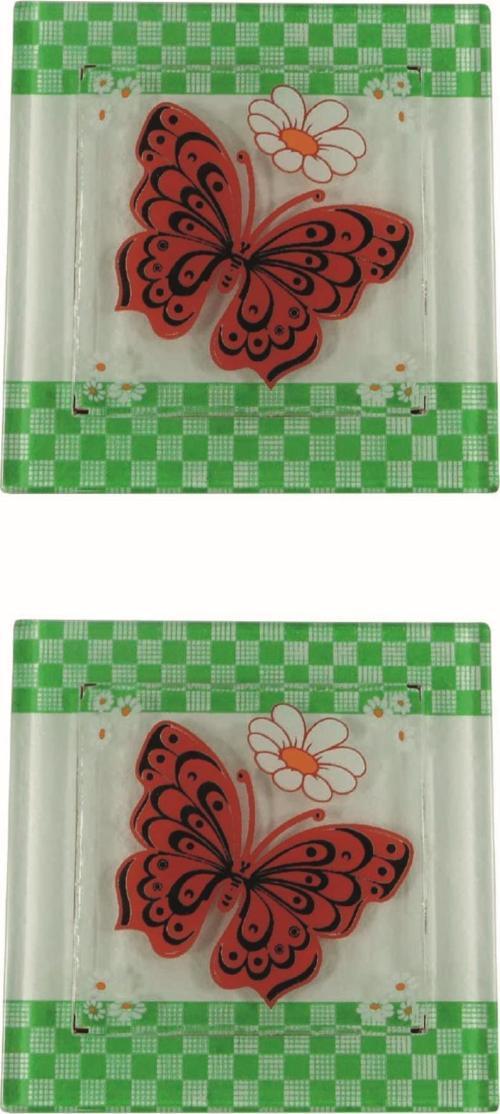 Cam Banyo Gider Kapak Süsü 2 Adet  Cam Gider Kapağı 10x10 cm Kelebek