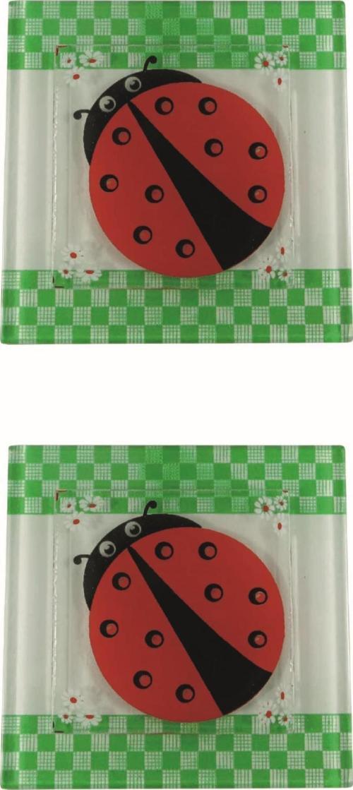 Cam Banyo Gider Kapak Süsü 2 Adet  Cam Gider Kapağı 10x10 cm Uğur Böceği