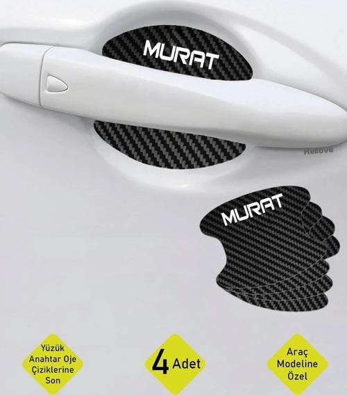 Oto Araç Kapı Kolu Koruyucu Boya Çizik Önleyici Karbon  Tofaş Murat Uyumlu Beyaz Murat Yazılı