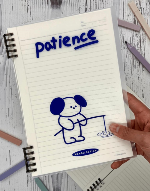 Sevimli Patience Desenli Spiralli Binder B5 Defter / Scrapbook /Notebook/Bullet Journal