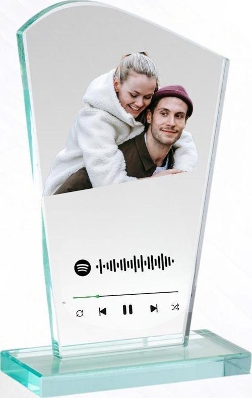 Kişiye Özel Fotoğraflı ve Spotify Tasarımlı Kristal Plaket