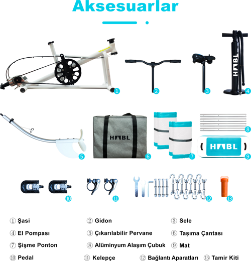 Portatif Şişme Deniz Bisikleti | Aqua Bike | Water Bike | Katlanabilir & Taşınabilir Model