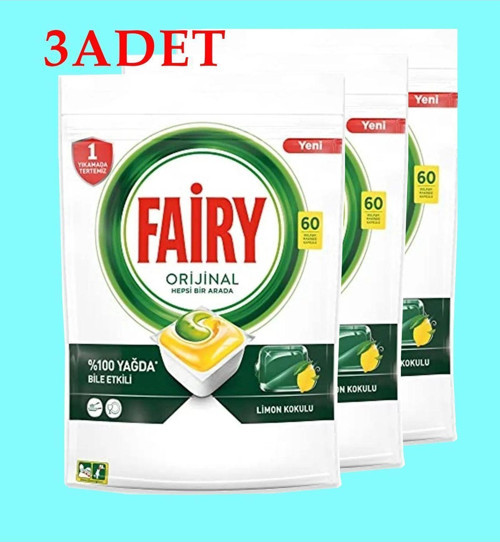 Bulaşık Makinesi Deterjanı Orijinal Hepsi Bir Arada Limon Kokulu 3X60 Kapsül