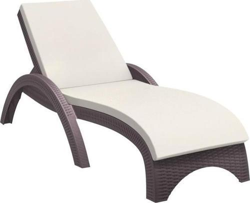 TRK-860 Siesta Fiji Bej Minderli Rattan Desenli Ayarlanabilir Lüks Şezlong