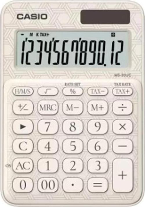 MS-20UC-JWE 12 Hane Beyaz Desenli Masa Üstü Hesap Makinesi