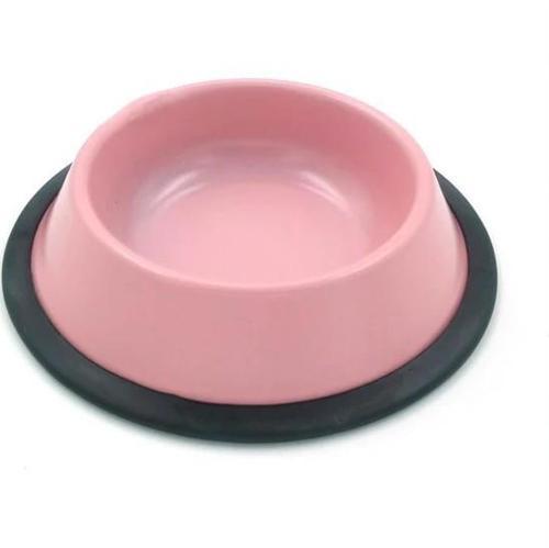 Pembe Çelik Kedi Köpek Mama-Su Kabı 16 Cm