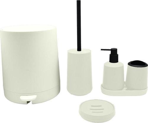 Akrilik Banyo Seti Pedallı Çöp Kovalı 5 Parça