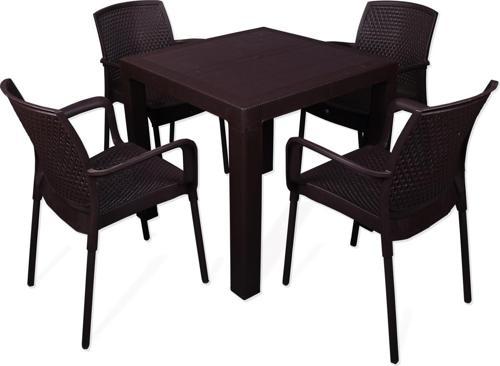 Elit Rattan 80x80 Defne Koltuk Masa Takımı Kahve