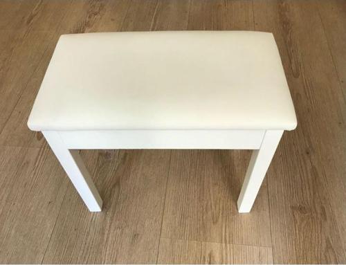 PİYANO TABURESİ 70 CM BEYAZ SANDIKLI MASİF AYAKLI