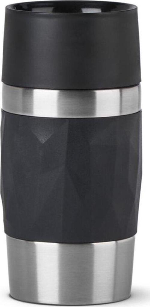 6 saat N21601 Travel Mug Compact Termos 0,3 L Siyah Siyah İçecek Kamp 0,30 L Paslanmaz Çelik