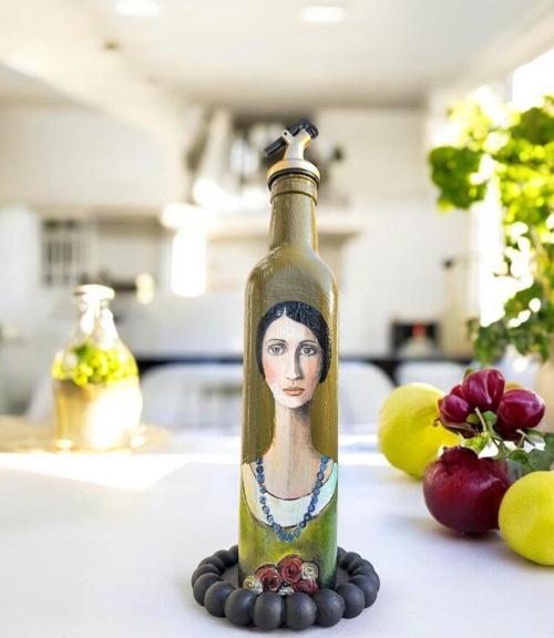 500 ML El Yapımı  Kadın Portreli Cam Yağdanlık | Sosluk, Sirkelik, Mutfak & Sofra Aksesuarı, Sunum