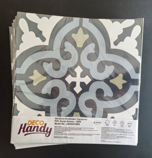 DecoHandy  Pvc Yer Karosu 30x30cm 4 lü Paket - Çini Desen  0,36m2