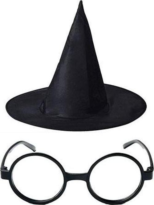 Harry Potter Şapkası ve Gözlüğü Siyah Renk