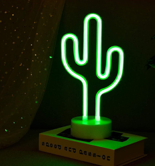 Evimdeyok Yeşil Kaktüs Model Neon Led Işıklı Masa Lambası Dekoratif Aydınlatma Gece Lambası