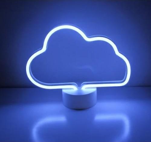 Neon Işıklı Bulut Masa Gece Lambası Pil+Usb