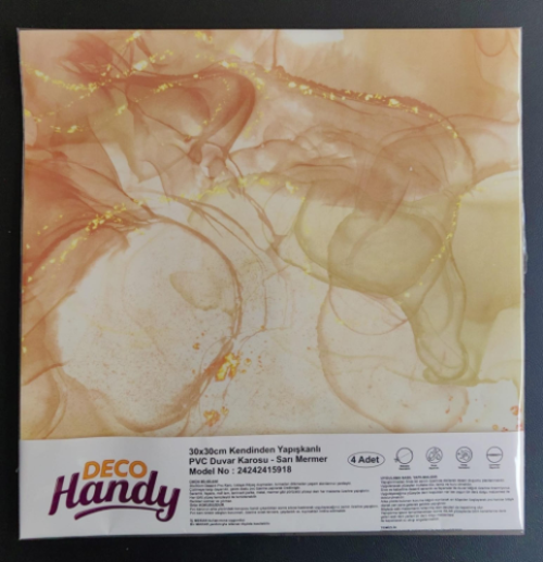 Decohandy 30x30 Cm Pvc Duvar Karosu 4 Lü Paket - Sarı Mermer