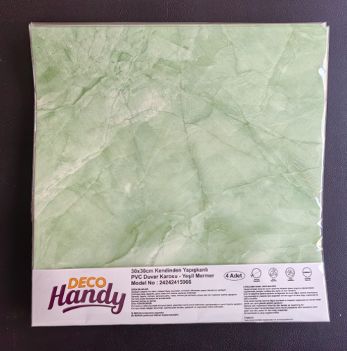 Decohandy 30x30 Cm Pvc Duvar Karosu 4 Lü Paket - Yeşil Mermer