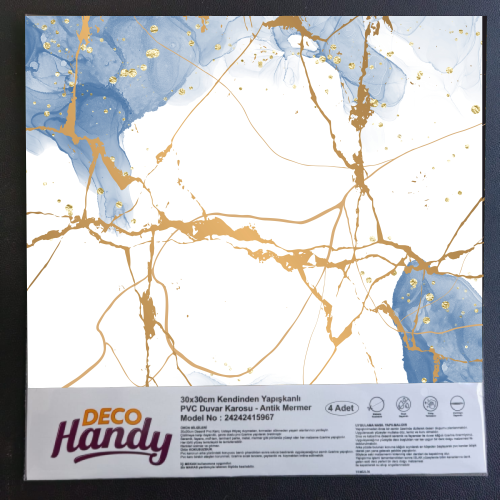 DecoHandy Pvc Yapışkanlı Yer Karosu 30x30cm 4 Lü Paket - Blue Edition 0,36m2
