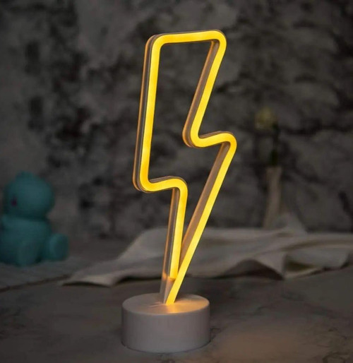 Evimdeyok Sarı Şimşek Model Neon Led Işıklı Masa Lambası Dekoratif Aydınlatma Gece Lambası