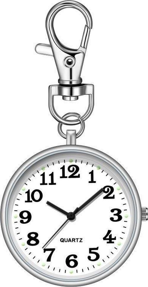 Anahtarlık Klipsli Analog Quartz Cep Saati Siyah