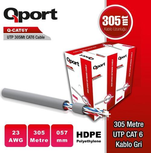 Cat6 Utp 23Awg Gri 305M Kablo Q-Cat6Y