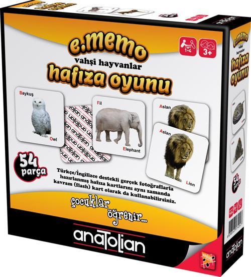 e.Memo Hafıza Oyunu - Vahşi Hayvanlar (54 Parça) 7404