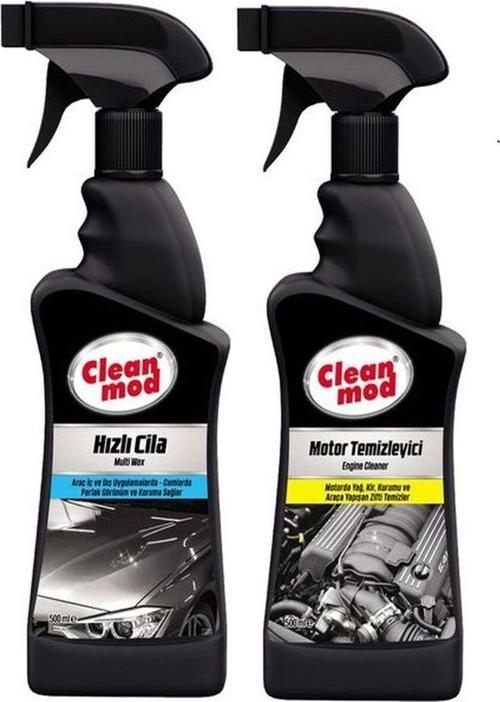 Cleanmod Hızlı Cila Bakım Koruma Araç İçi ve Dışı ve Motor Temizleyici 2 Li Set 500 Ml