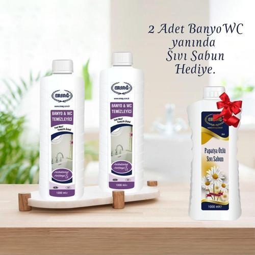 2 Adet Banyo WC Temizleyici 1000 ML, 1 Adet Papatya Özlü Sıvı Sabunlu