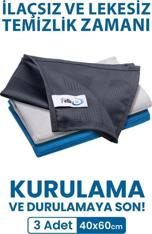 ithal Orijinal 3'lü Mikrofiber Temizlik Bezi, Cam, Araba, Mutfak, MikrofiFiber Bez