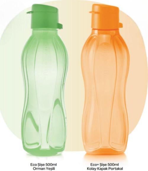 Eco Şişe 500 ml 2’li Set Eco Şişe 500ml Orman Yeşili + Eco Şişe 500ml Kolay Kapak Portakal