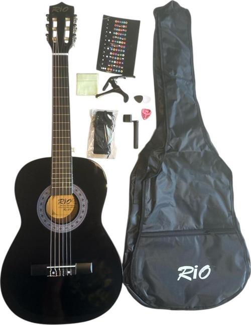 Siyah Klasik Gitar 3/4 7 14 Yaş Kılıf Pena Kapo Sticker Askı