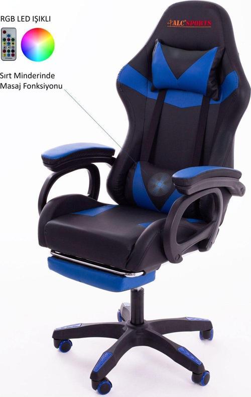 Sports Aurora Oyuncu Koltuğu Rgb Işıklı Masaj Özellikli Baldır Dayama Gaming Chair