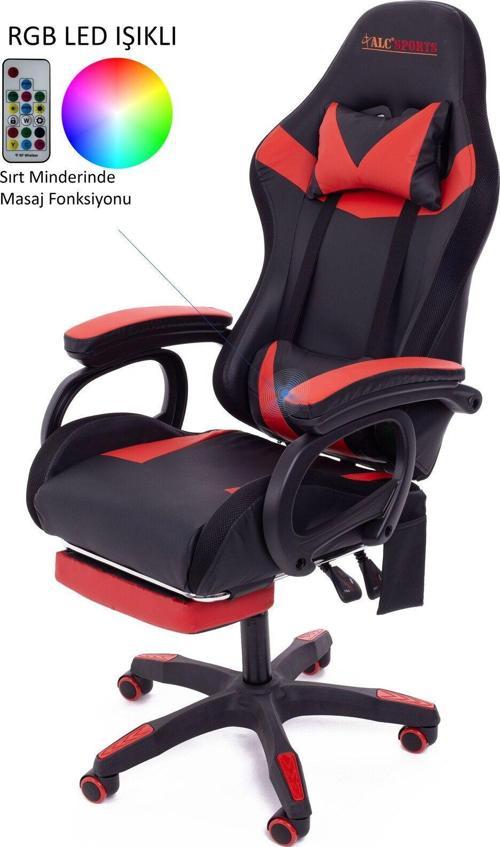 Sports Aurora Oyuncu Koltuğu Rgb Işıklı Masaj Özellikli Baldır Dayama Gaming Chair