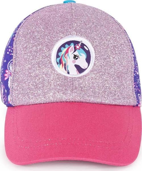 Ayris 7-10 Yaş Kız Şapkası - Unicorn Temalı, Simli, Pembe-Mor, Ayarlanabilir Yazlık