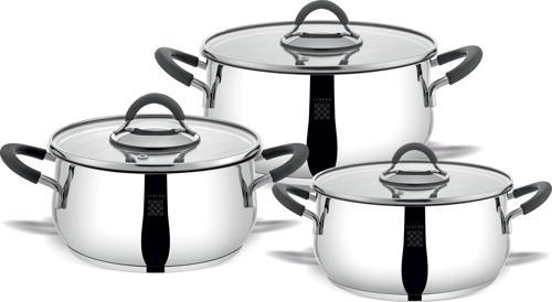 Modernist 6 Parça Çelik Tencere Seti, 18/10 Paslanmaz Çelik, 18-22-26 cm
