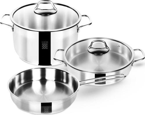 Modernist 5 Parça Paslanmaz Çelik Tencere ve Tava Seti, 24 cm Derin, 26 cm Basık, 26 cm Tava