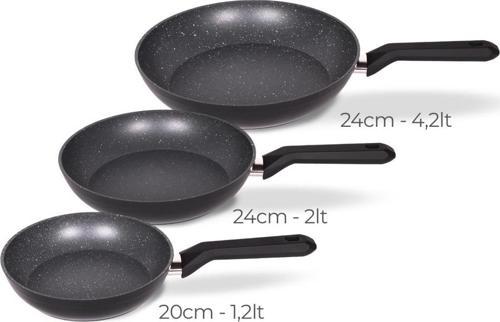 Excellence 3 Adet Granit İndüksiyon Tabanlı Tava Seti, 20-24-28 cm